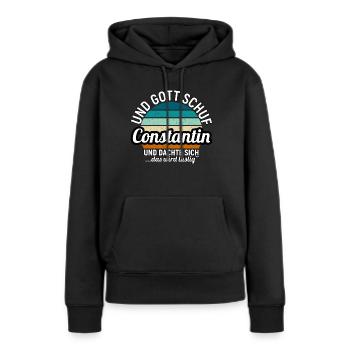 Daniel - Frauen Premium Bio Hoodie - Schwarz - Vorne - Julia (174cm)
