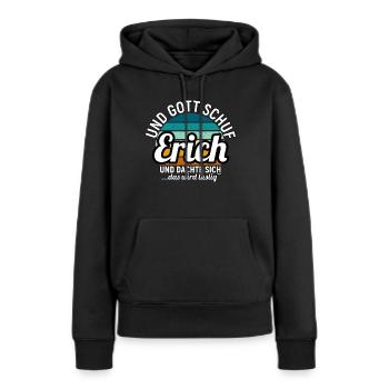Ernst - Frauen Premium Bio Hoodie - Schwarz - Vorne - Julia (174cm)