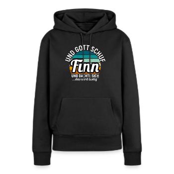 Frank - Frauen Premium Bio Hoodie - Schwarz - Vorne - Julia (174cm)
