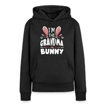 Je suis la grand-mère lapin - Sweat à capuche Premium bio Femme - noir - Devant - Julia (174cm)