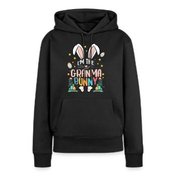 Je suis la grand-mère lapin - Sweat à capuche Premium bio Femme - noir - Devant - Julia (174cm)