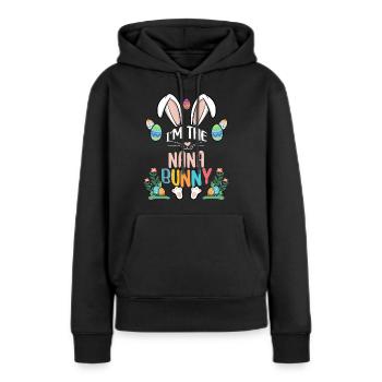 Je suis le lapin Nana - Sweat à capuche Premium bio Femme - noir - Devant - Julia (174cm)