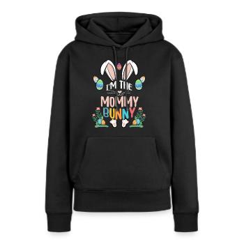 Je suis la maman lapin - Sweat à capuche Premium bio Femme - noir - Devant - Julia (174cm)