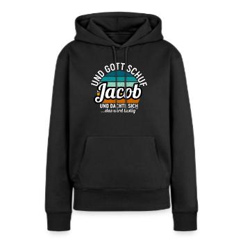 Jacob - Frauen Premium Bio Hoodie - Schwarz - Vorne - Julia (174cm)