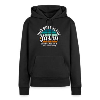 Jason - Frauen Premium Bio Hoodie - Schwarz - Vorne - Julia (174cm)