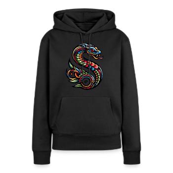 Schlangen-Tattoo Stammes-Chinesisches Tierkreiszeichen - Frauen Premium Bio Hoodie - Schwarz - Vorne - Julia (174cm)