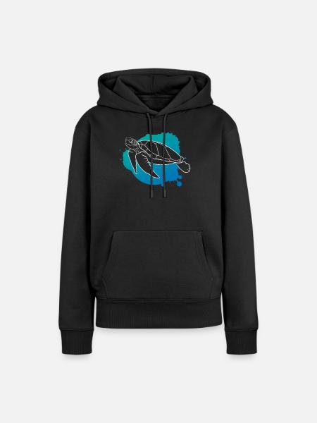 Ozeanwelle Schildkröte Freiheit Geschenk - Frauen Premium Bio Hoodie - Schwarz