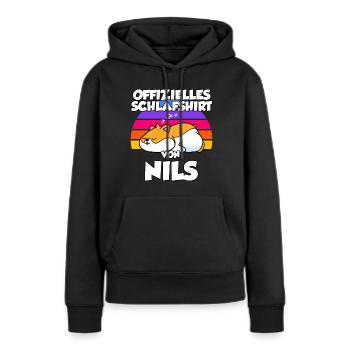 Offizielles Schlafshirt Von Nils - Frauen Premium Bio Hoodie - Schwarz - Vorne - Julia (174cm)