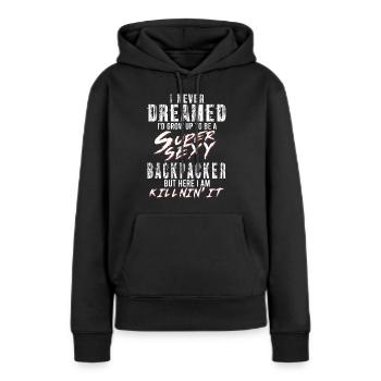 Super Sexy Backpacker Backpacker Cadeau - Sweat à capuche Premium bio Femme - noir - Devant - Julia (174cm)