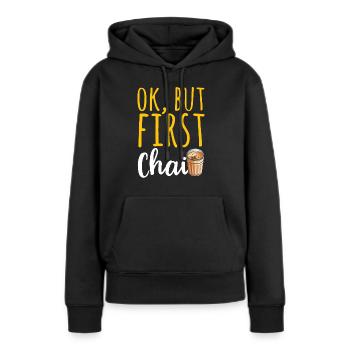 Thé Chai Masala Chai - Sweat à capuche Premium bio Femme - noir - Devant - Julia (174cm)