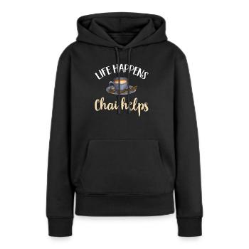 Thé Chai Masala Chai - Sweat à capuche Premium bio Femme - noir - Devant - Julia (174cm)