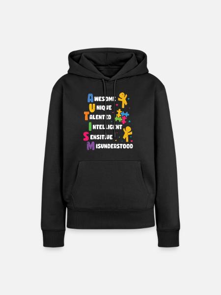 Autismus - Dame Premium hoodie, økologisk bomuld - sort