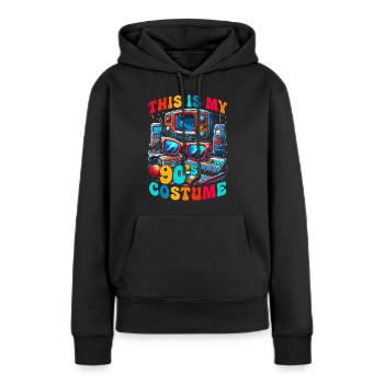 C’est mon costume des années 90 - Sweat à capuche Premium bio Femme - noir - Devant - Julia (174cm)