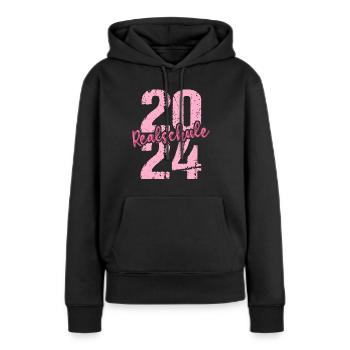 Lycée Jeunes Filles Lycée 2024 - Sweat à capuche Premium bio Femme - noir - Devant - Julia (174cm)