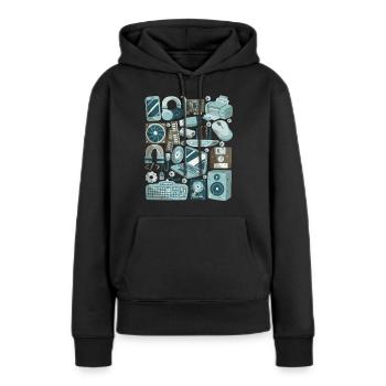 Ordinateur - Sweat à capuche Premium bio Femme - noir - Devant - Julia (174cm)