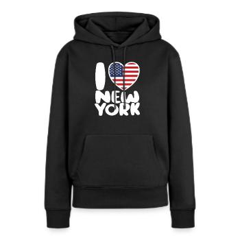 Ich liebe New York - Frauen Premium Bio Hoodie - Schwarz - Vorne - Julia (174cm)