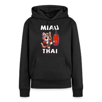 Muay Thai Boxing, Thai Boxing Kickboxen Miau Thai - Frauen Premium Bio Hoodie - Schwarz - Vorne - Julia (174cm)