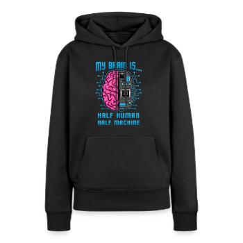 Artificial intelligence / half-man, half-machine - Women’s Premium Organic Hoodie - black - Front - Julia (174cm)