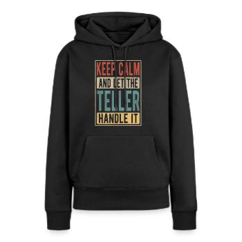 Teller Retro Geschenk - Frauen Premium Bio Hoodie - Schwarz - Vorne - Julia (174cm)