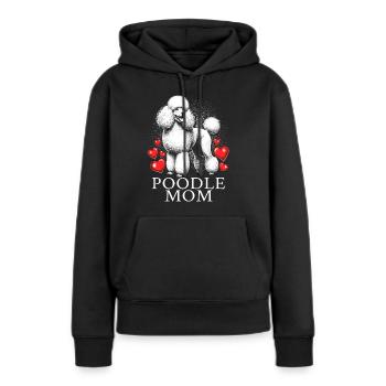 Maman caniche - Sweat à capuche Premium bio Femme - noir - Devant - Julia (174cm)