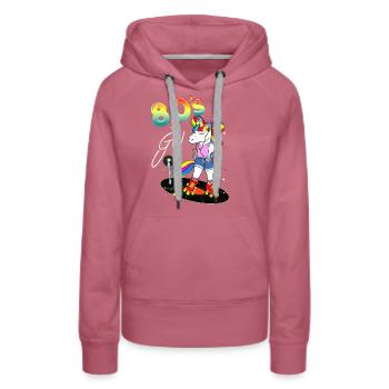 Costume Années 80 Vintage Rétro Licorne Roller - Sweat à capuche Premium bio Femme - mauve - Devant - Isabella (175cm)