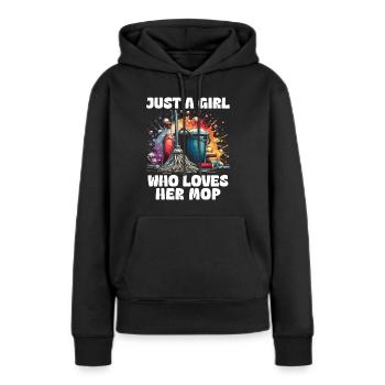 Just A Girl Who Loves Her Mop - Women’s Premium Organic Hoodie - black - Front - Julia (174cm)