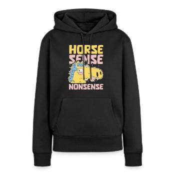 Pferd Reitsport - Frauen Premium Bio Hoodie - Schwarz - Vorne - Julia (174cm)