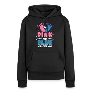 Baby-Ankündigung Geschlecht enthüllen Baby-Party - Frauen Premium Bio Hoodie - Schwarz - Vorne - Julia (174cm)