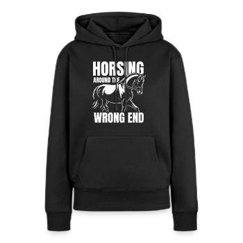 Pferd Reitsport - Frauen Premium Bio Hoodie - Schwarz - Vorne - Julia (174cm)