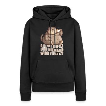 Gib mir Kaffee und niemand wird verletzt - Frauen Premium Bio Hoodie - Schwarz - Vorne - Julia (174cm)