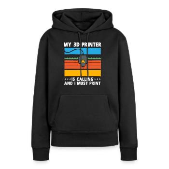 Imprimante 3D Impression 3D - Sweat à capuche Premium bio Femme - noir - Devant - Julia (174cm)
