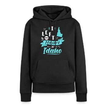 Idaho Souvenir Amour - Sweat à capuche Premium bio Femme - noir - Devant - Julia (174cm)