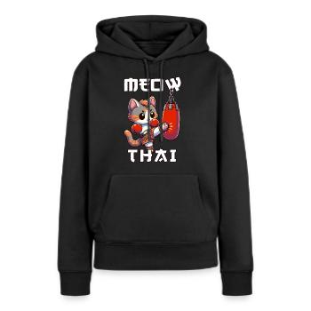 Muay Thai Boxing, Thai Boxing Kickboxen Meow Thai - Frauen Premium Bio Hoodie - Schwarz - Vorne - Julia (174cm)