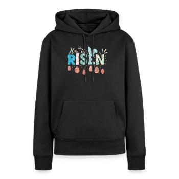 Er ist auferstanden Thema der Osterfeier - Frauen Premium Bio Hoodie - Schwarz - Vorne - Julia (174cm)