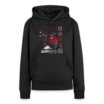 Art japonais Japon Fuji Torii - Sweat à capuche Premium bio Femme - noir - Devant - Julia (174cm)