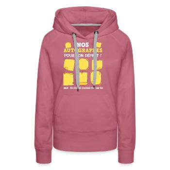 Départ Collègue Femme Autographe Collègues Stars - Sweat à capuche Premium bio Femme - mauve - Devant - Isabella (175cm)