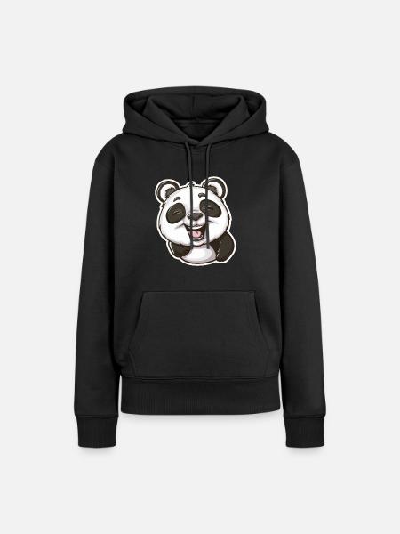 Exuberant Panda Buddy Sticker - Frauen Premium Bio Hoodie - Schwarz