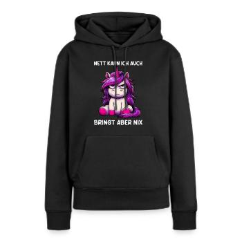 Sympa je peux aussi apporter mais rien n’apporte - Sweat à capuche Premium bio Femme - noir - Devant - Julia (174cm)