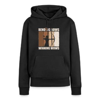 Bending Bows Winning Wows - Bogenschütze Bogen - Frauen Premium Bio Hoodie - Schwarz - Vorne - Julia (174cm)