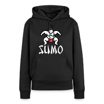 Sumo - Frauen Premium Bio Hoodie - Schwarz - Vorne - Julia (174cm)