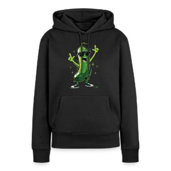Concombre - Sweat à capuche Premium bio Femme - noir - Devant - Julia (174cm)