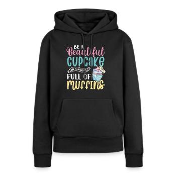 Cupcake - Sweat à capuche Premium bio Femme - noir - Devant - Julia (174cm)