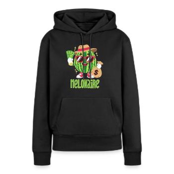 Melon Millionnaire - Sweat à capuche Premium bio Femme - noir - Devant - Julia (174cm)