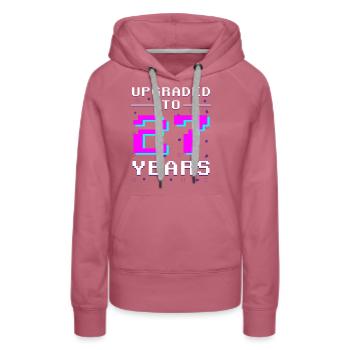 Gamer Jubiläum 27 Jahre Pixelstil - Frauen Premium Bio Hoodie - Malve - Vorne - Isabella (175cm)