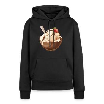 Vanilleeis Mit Schokosoße Genuss - Frauen Premium Bio Hoodie - Schwarz - Vorne - Julia (174cm)