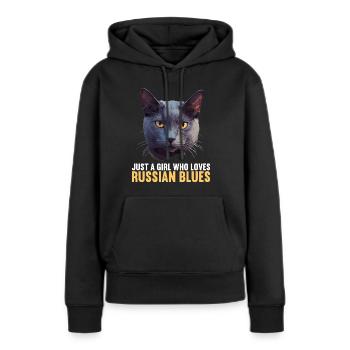 Russian Blue Cat Russisch Blau Katze - Women’s Premium Organic Hoodie - black - Front - Julia (174cm)