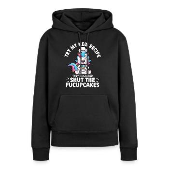 Cupcake - Frauen Premium Bio Hoodie - Schwarz - Vorne - Julia (174cm)