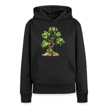 Citronnier, Idylle Naturelle, Rafraîchissement - Sweat à capuche Premium bio Femme - noir - Devant - Julia (174cm)