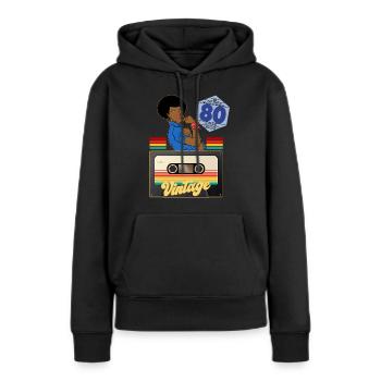 Vintage Frau 80er Jahre Auto Vignette - Frauen Premium Bio Hoodie - Schwarz - Vorne - Julia (174cm)