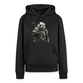 Panda Chevalier Moyen Âge - Sweat à capuche Premium bio Femme - noir - Devant - Julia (174cm)